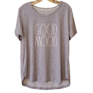 Rae Dunn GOOD MOOD Gray Short Sleeve Shirt‎